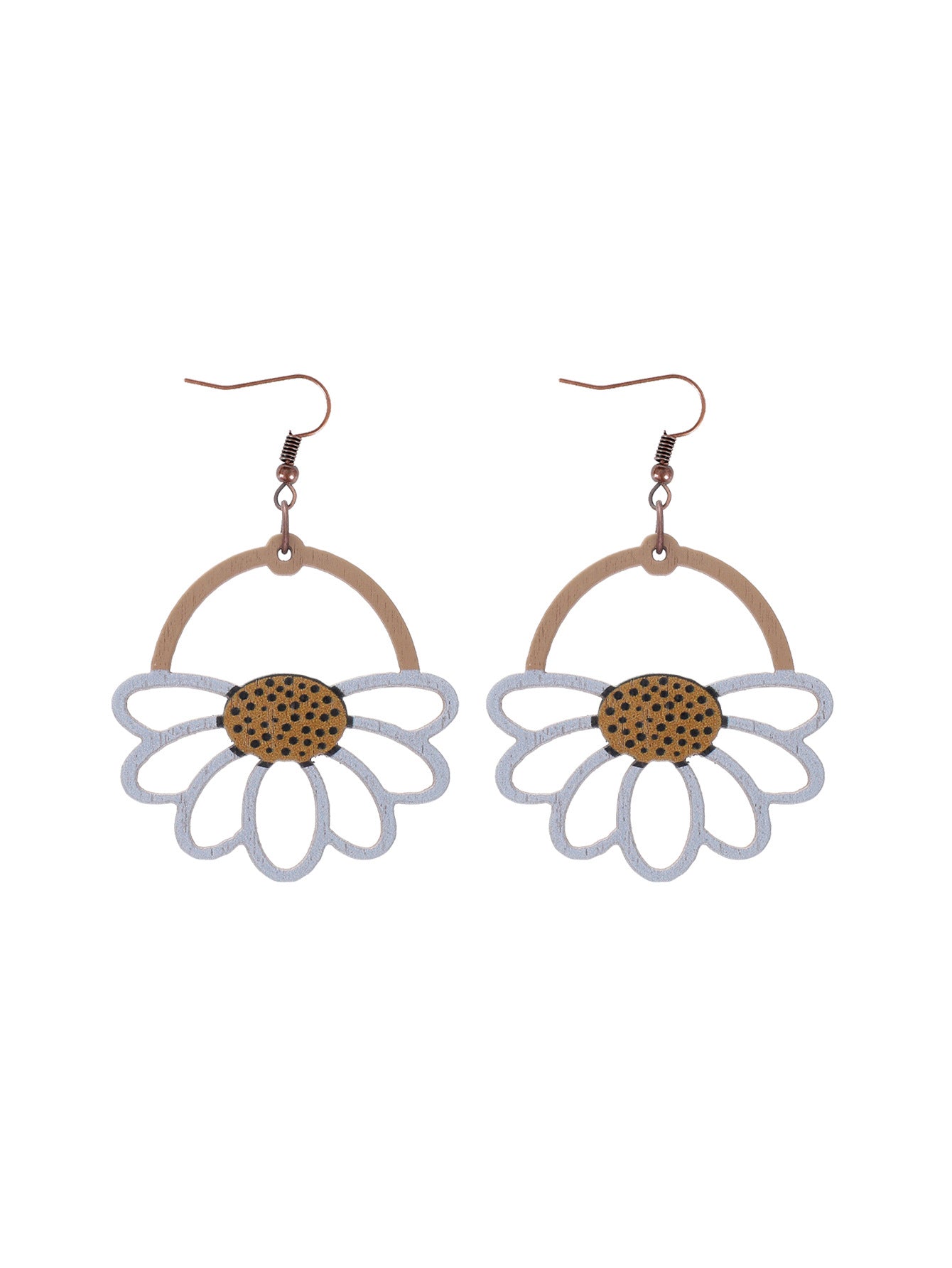 Wholesale Vintage Western Wood Print Leopard Leaf Pattern Earrings